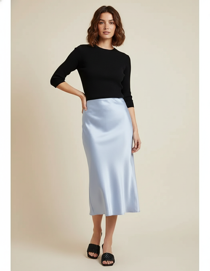 Jupe Satin Taille Elastique Droite