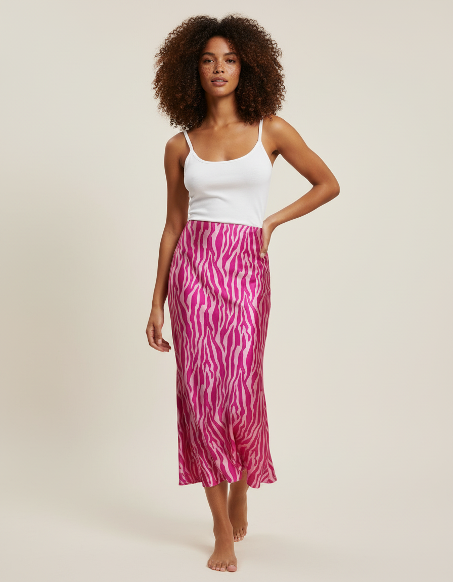 Jupe Satin Rayee Bicolore