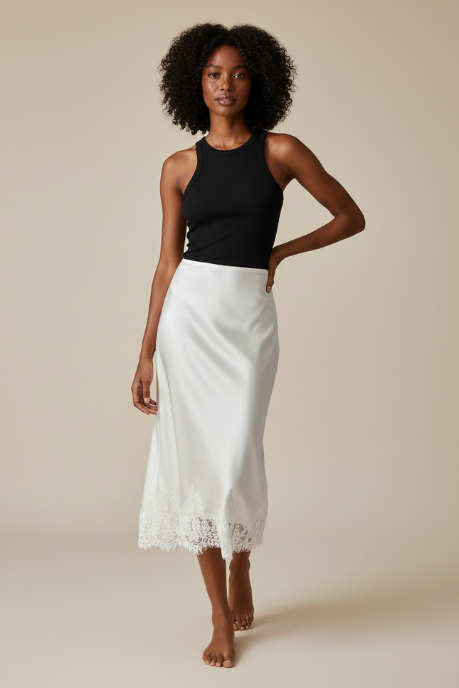 Jupe Dentelle Et Satin