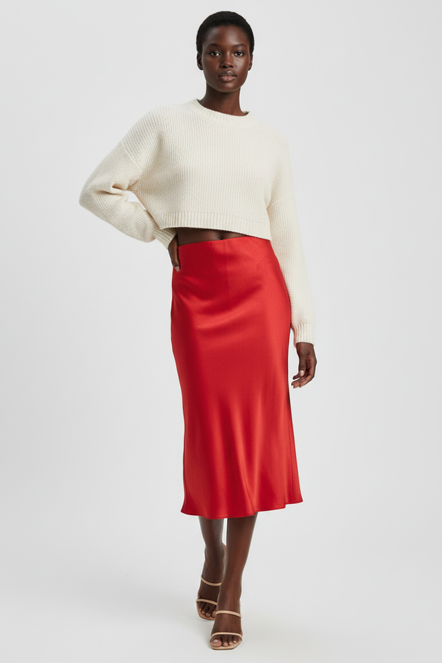 Jupe Orange Et Rouge Satinée