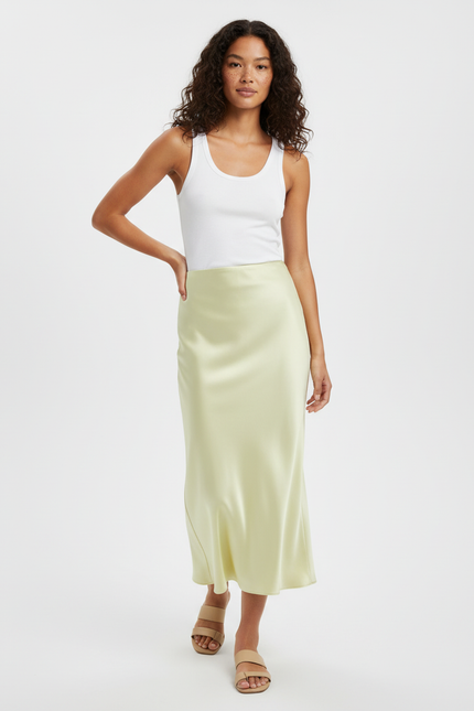 Jupe Satin Jaune Pale