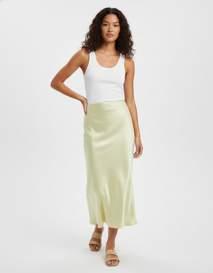 Jupe Satin Jaune Pale