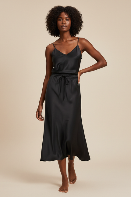 Jupe Noire Ceinture Satin