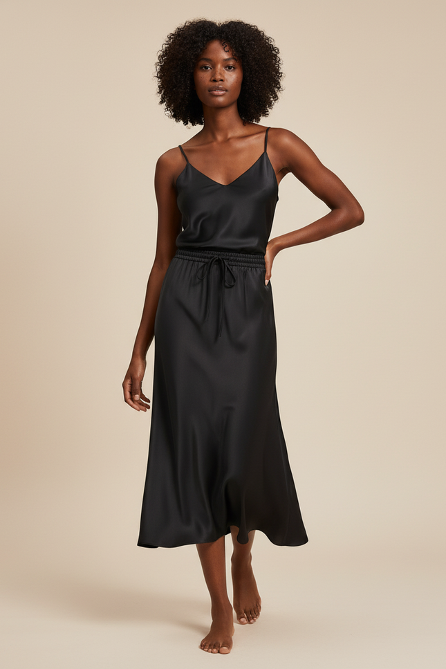 Jupe Noire Ceinture Satin