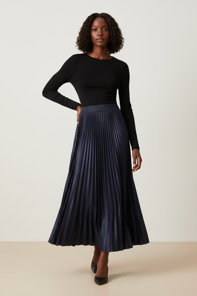 Jupe Plissée Longue Satin