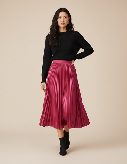 Jupe Plissée Rose Satin