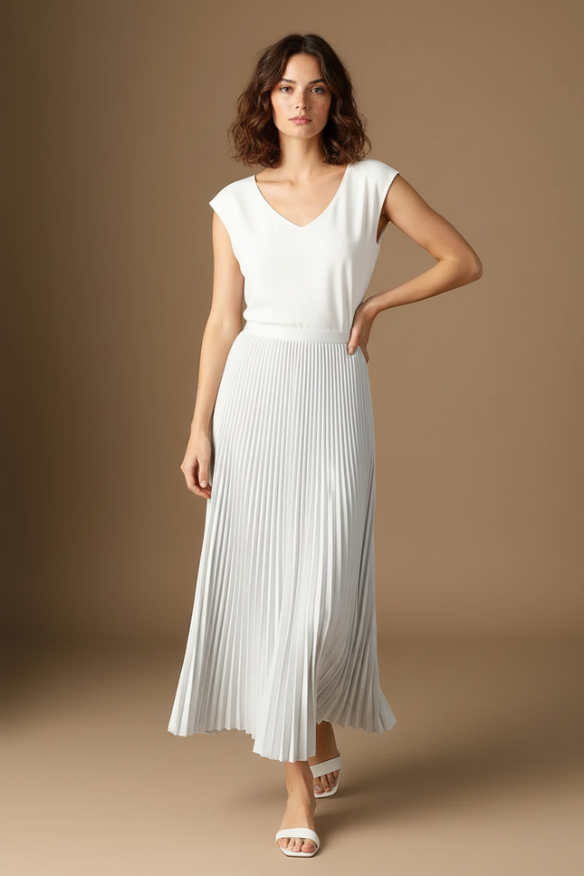 Jupe Mi-Longue Plissée Satin