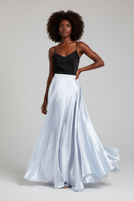 Jupe Satin Bleu Ciel