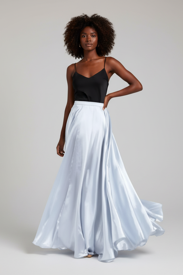 Jupe Satin Bleu Ciel