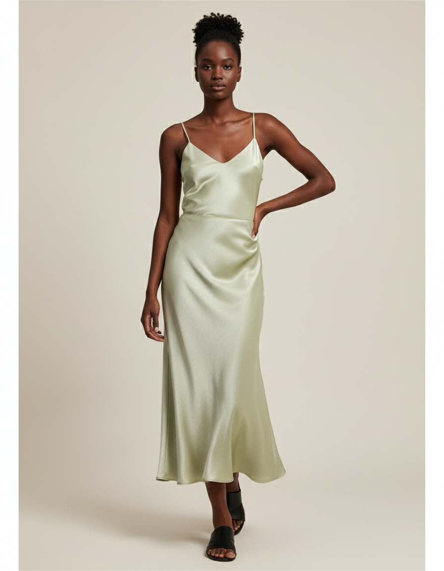 Jupe Satin Vert Menthe Fluide