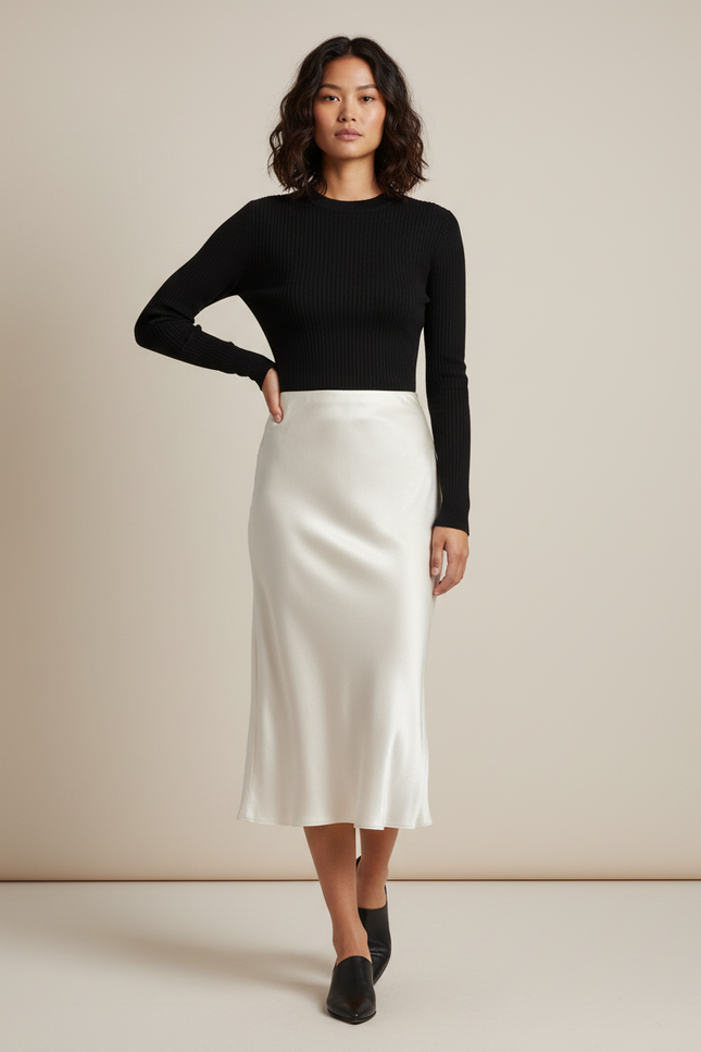 Jupe Satin Écru Fluide Chic