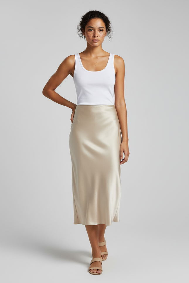Jupe Satin Champagne Fluide