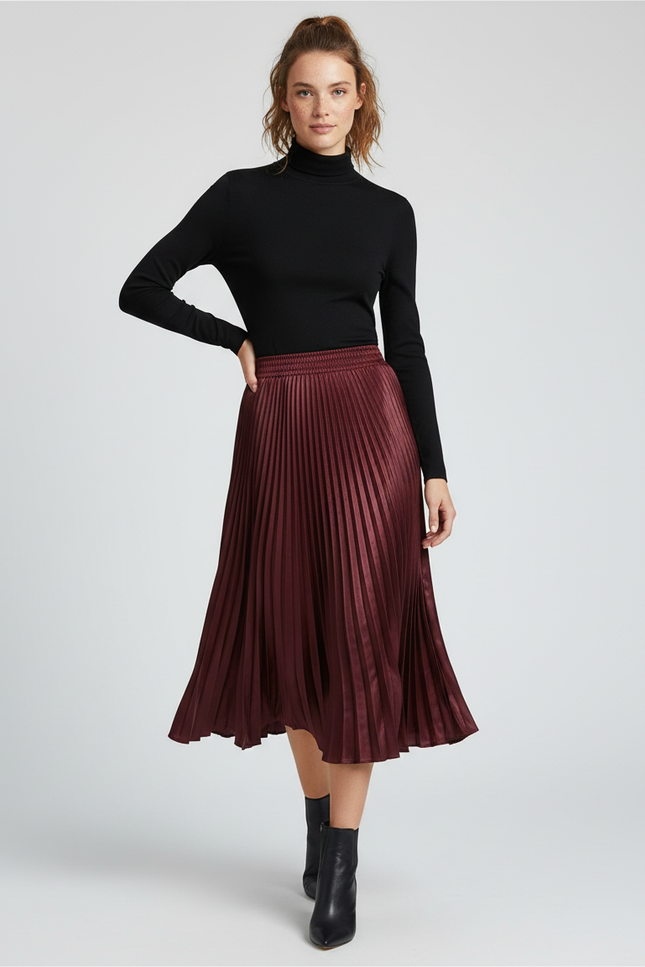 Jupe Longue Satin Burgundy