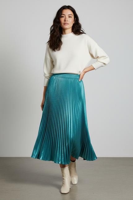 Jupe Longue Satin Turquoise