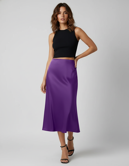 Jupe Satin Violette Fluide Élégante Raffinée