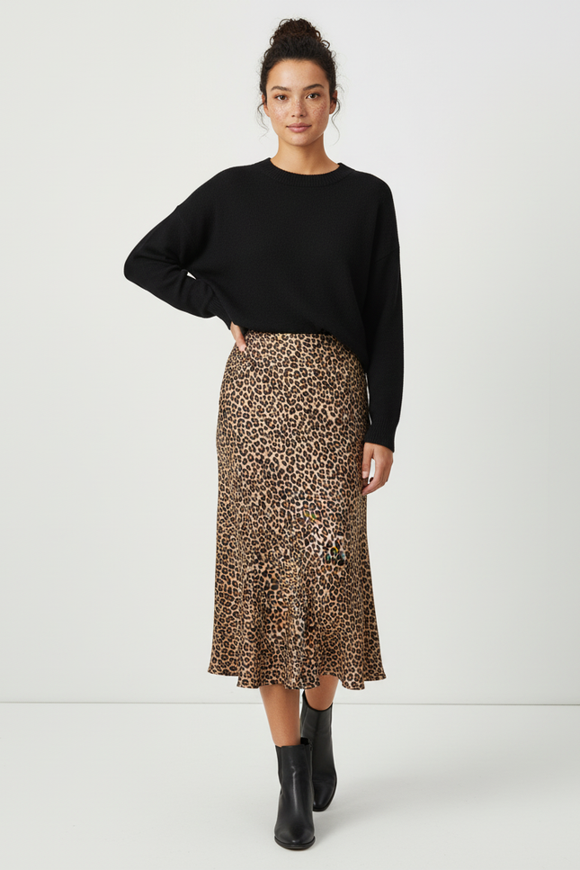 Jupe Satin Imprimé Léopard Chic Audacieuse