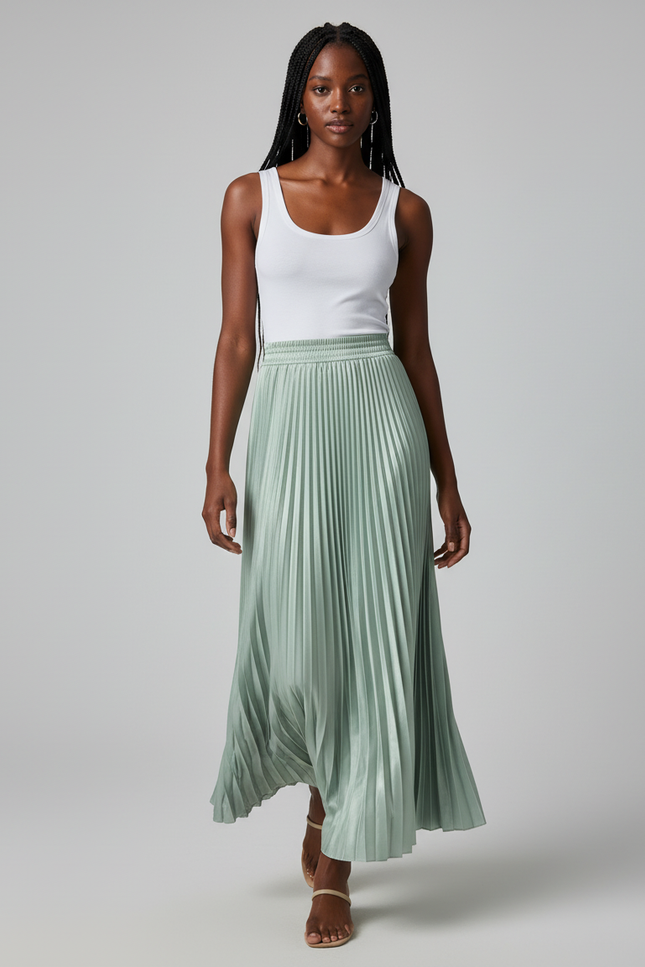 Jupe Satin Vert D'Eau