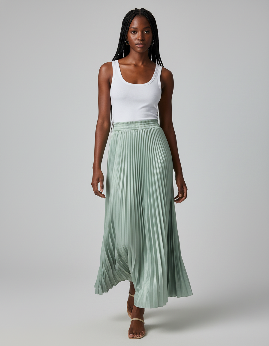 Jupe Satin Vert D'Eau