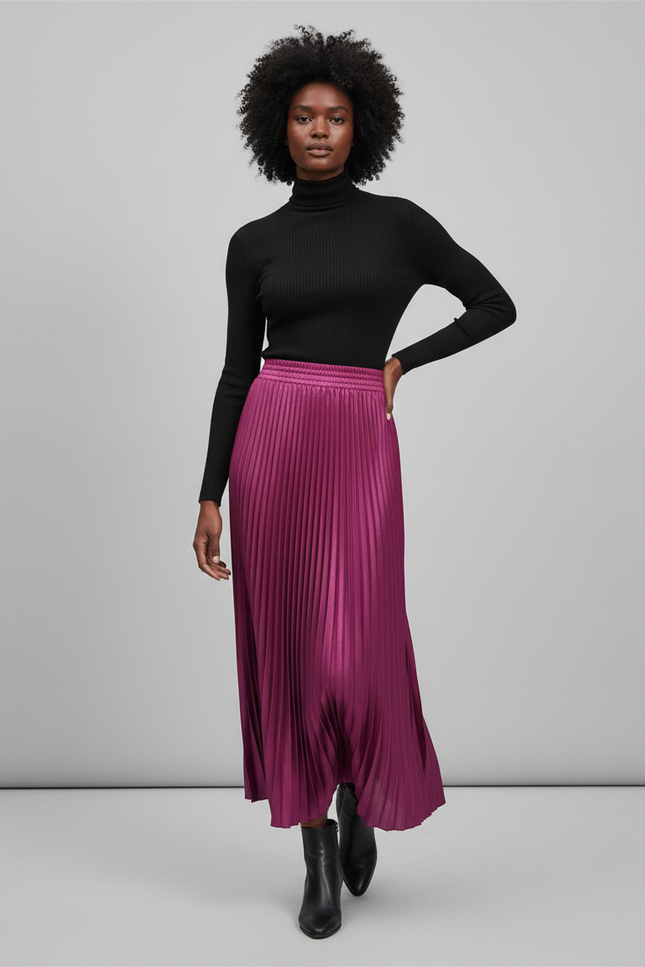 Jupe Longue Satin Bordeaux