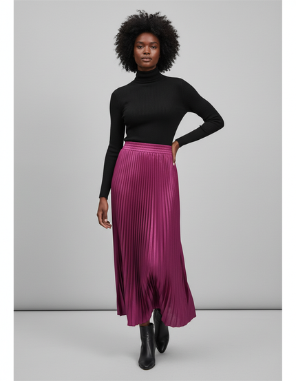 Jupe Longue Satin Bordeaux