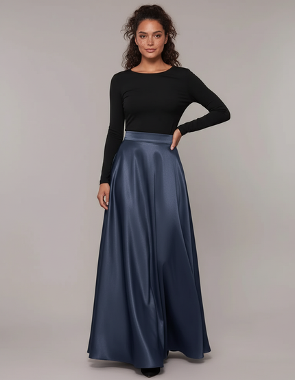 Jupe Bleu Acier Satin