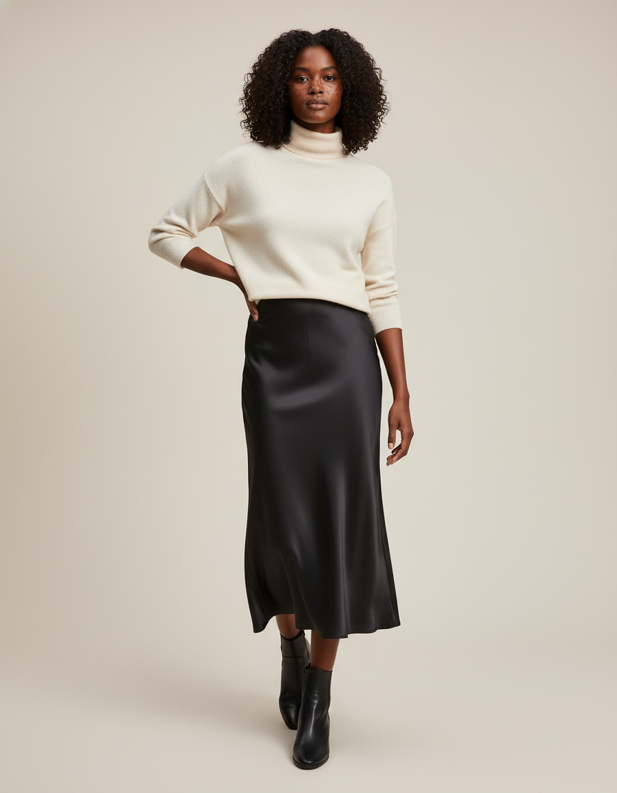 Jupe Longue Satin Hiver