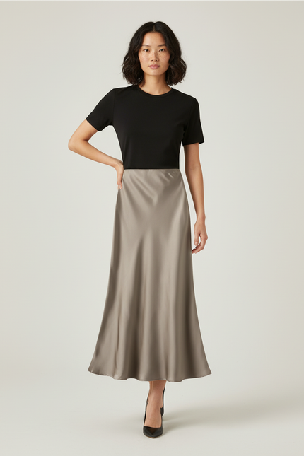 Jupe Beige Doré Satiné