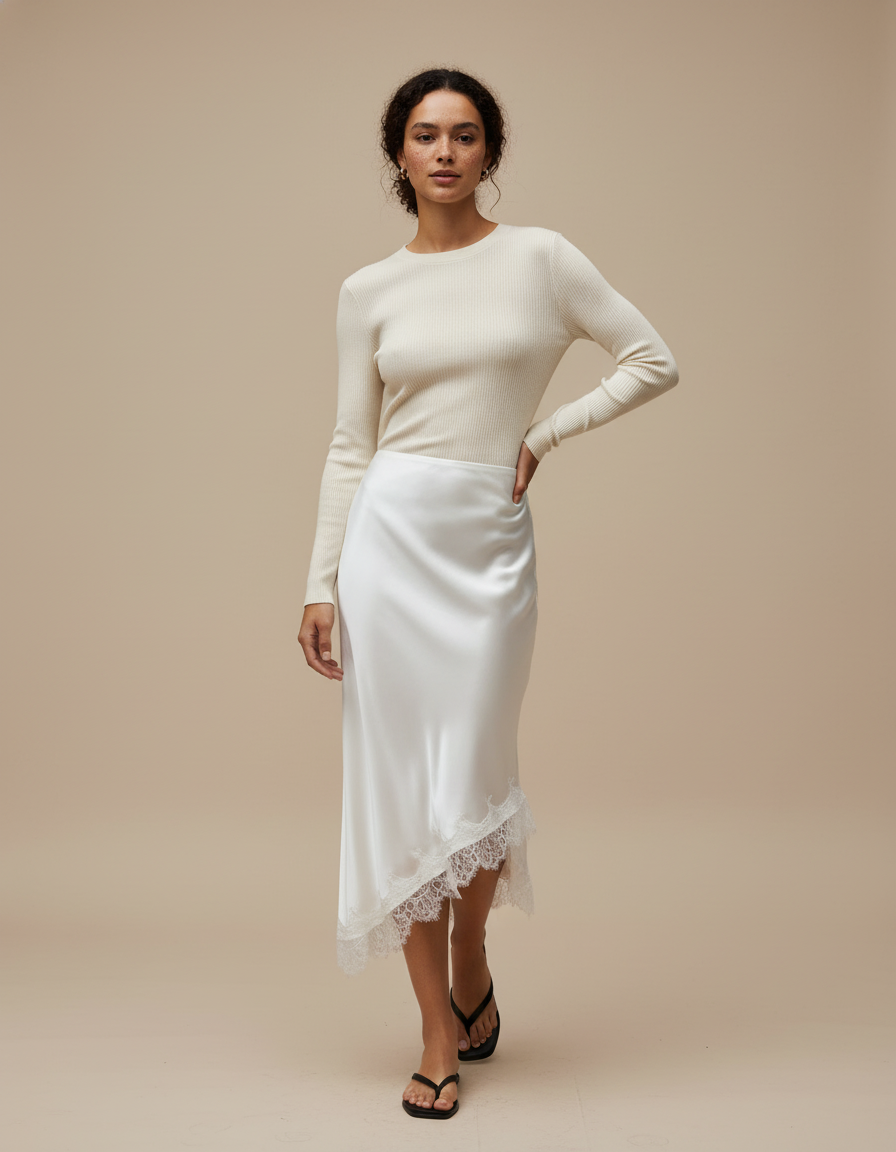 Jupe Longue Asymetrique Satin