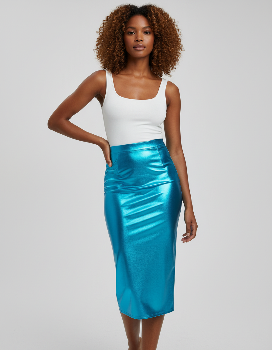 Jupe Turquoise En Satin