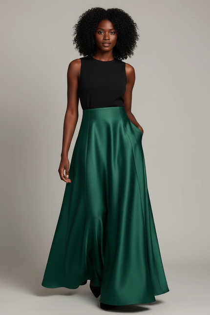 Jupe Satin Vert Sapin