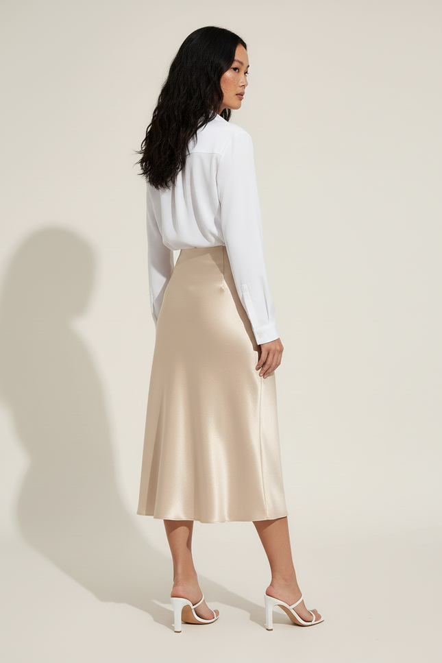 Jupe Droite Genoux Satin