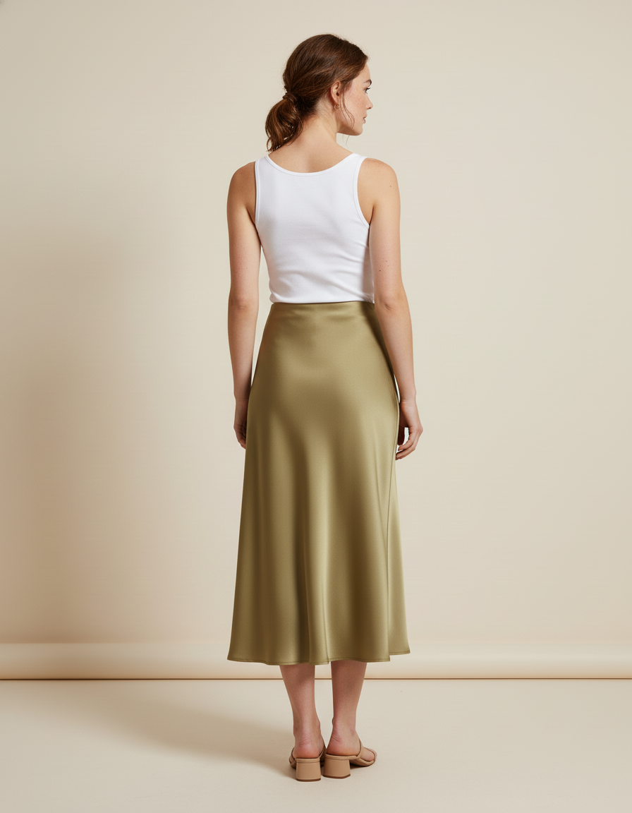 Jupe Satin Vert Olive