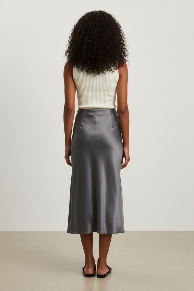 Jupe Satin Argenté