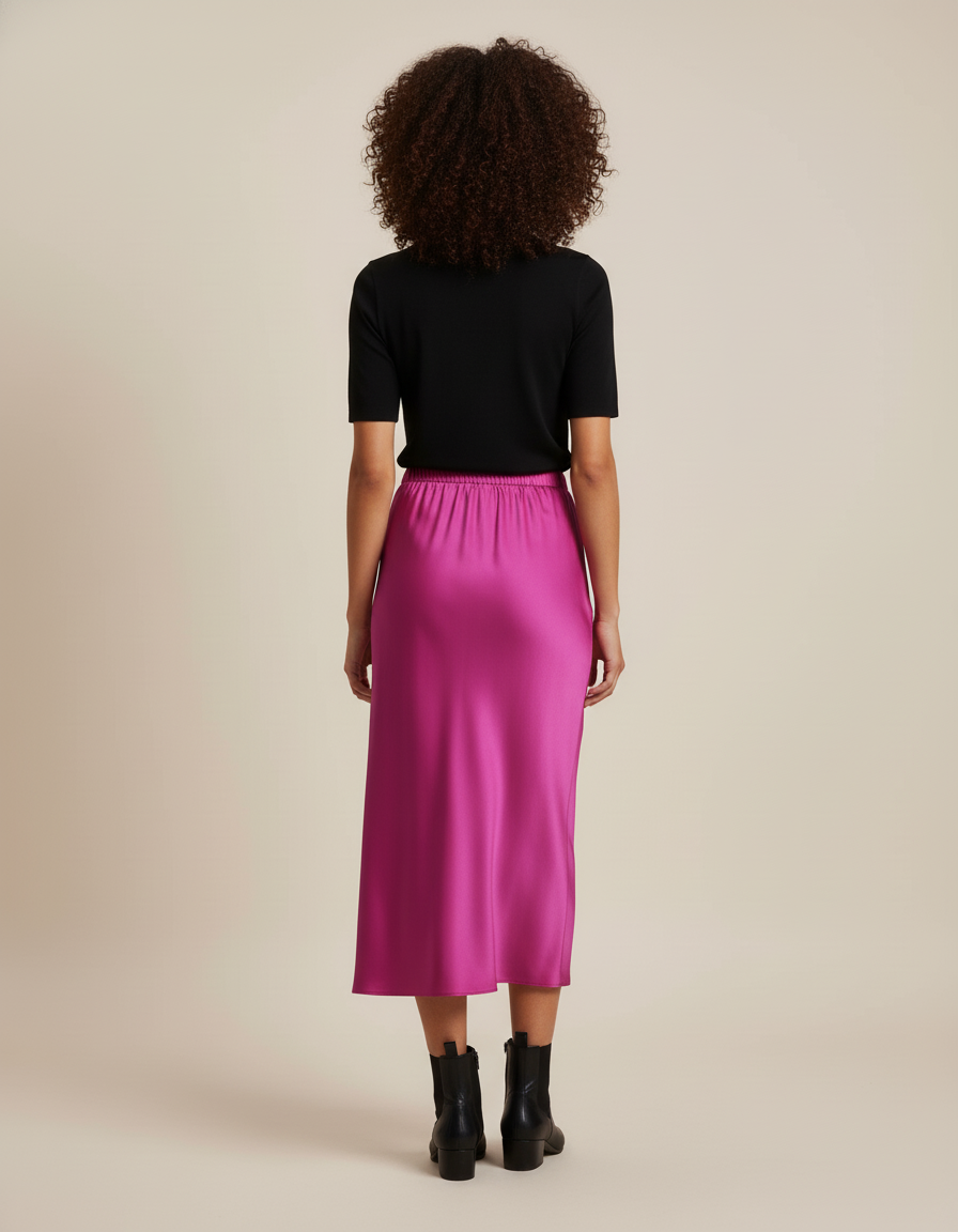 Jupe Satin Rose Fushia