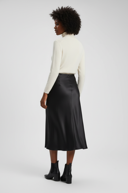 Jupe Satin Noir Couture