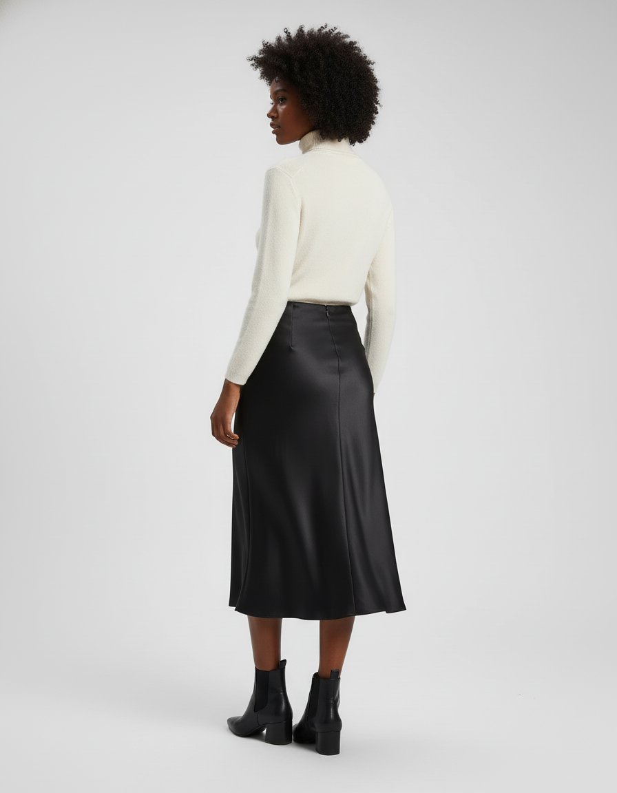 Jupe Satin Noir Couture