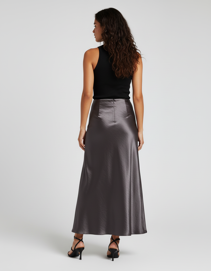 Jupe Mi-Longue Déstructurée En Satin