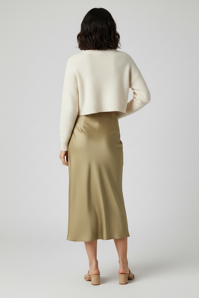 Jupe Satin Vert Sauge