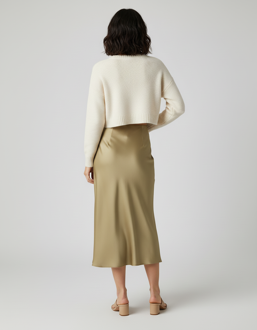 Jupe Satin Vert Sauge