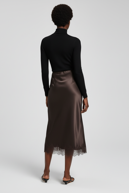 Jupe Longue Satin Dentelle