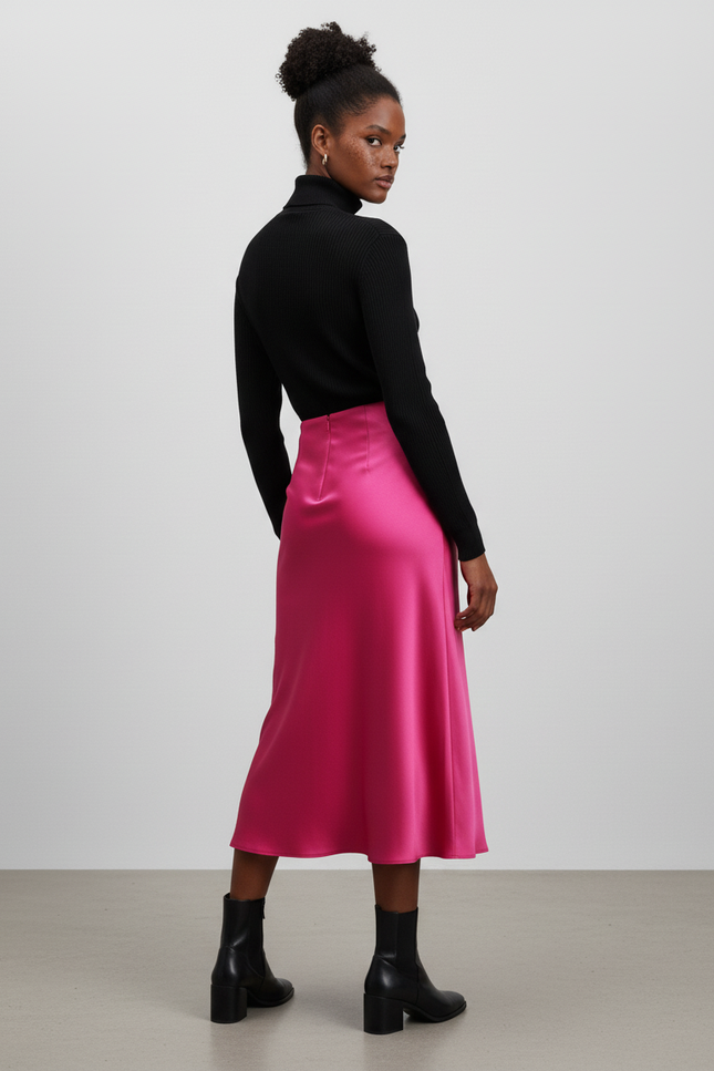 Jupe Satinée Rose Neon