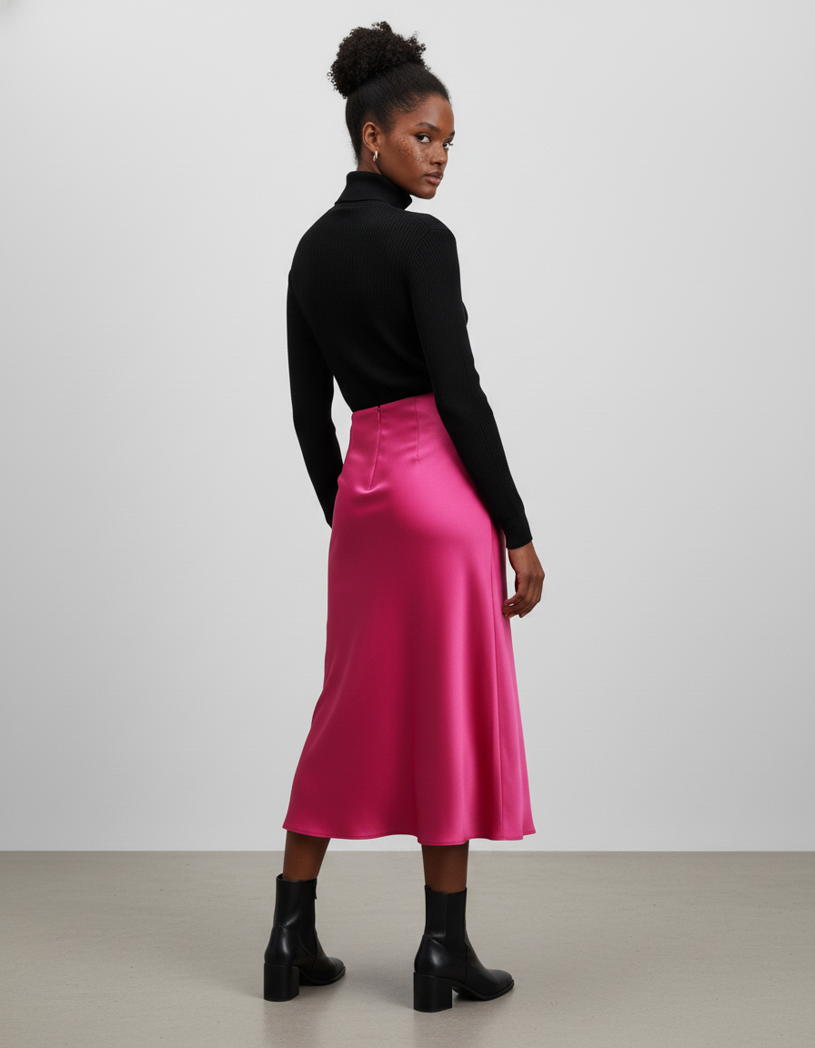 Jupe Satinée Rose Neon