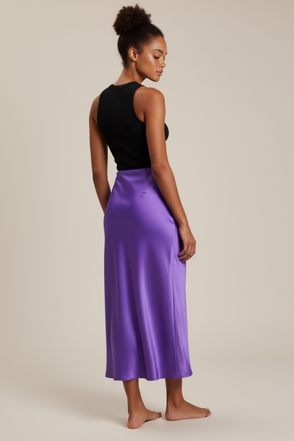 Jupe Longue Satin Avec Jupon