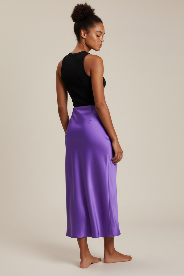Jupe Longue Satin Avec Jupon