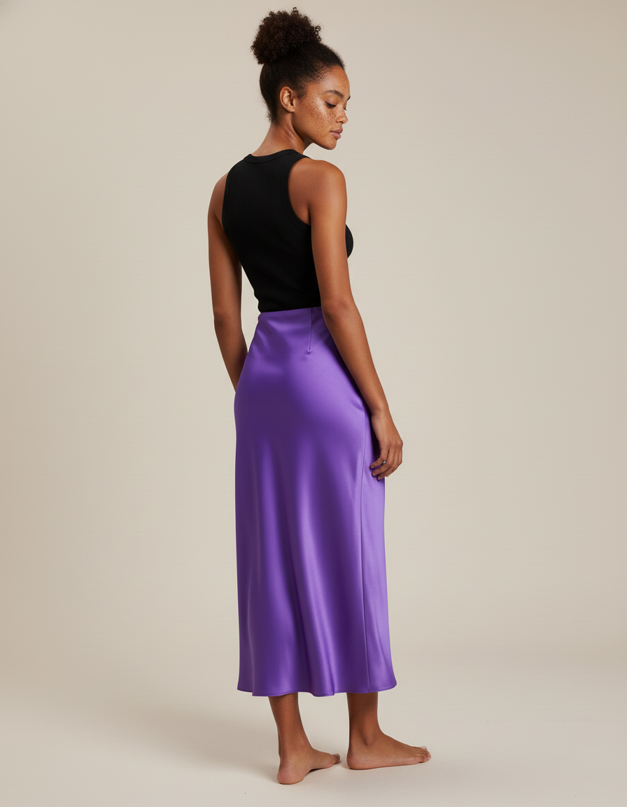 Jupe Longue Satin Avec Jupon