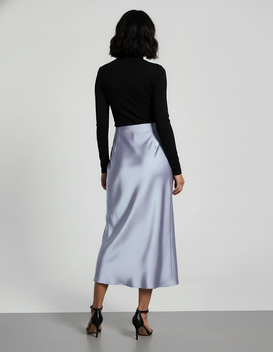 Jupe Satin Lavande Fluide Élégante