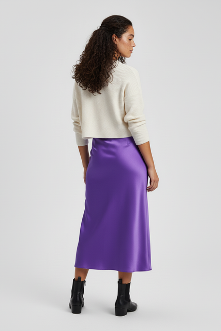 Jupe Satin Violette Longue Élégante