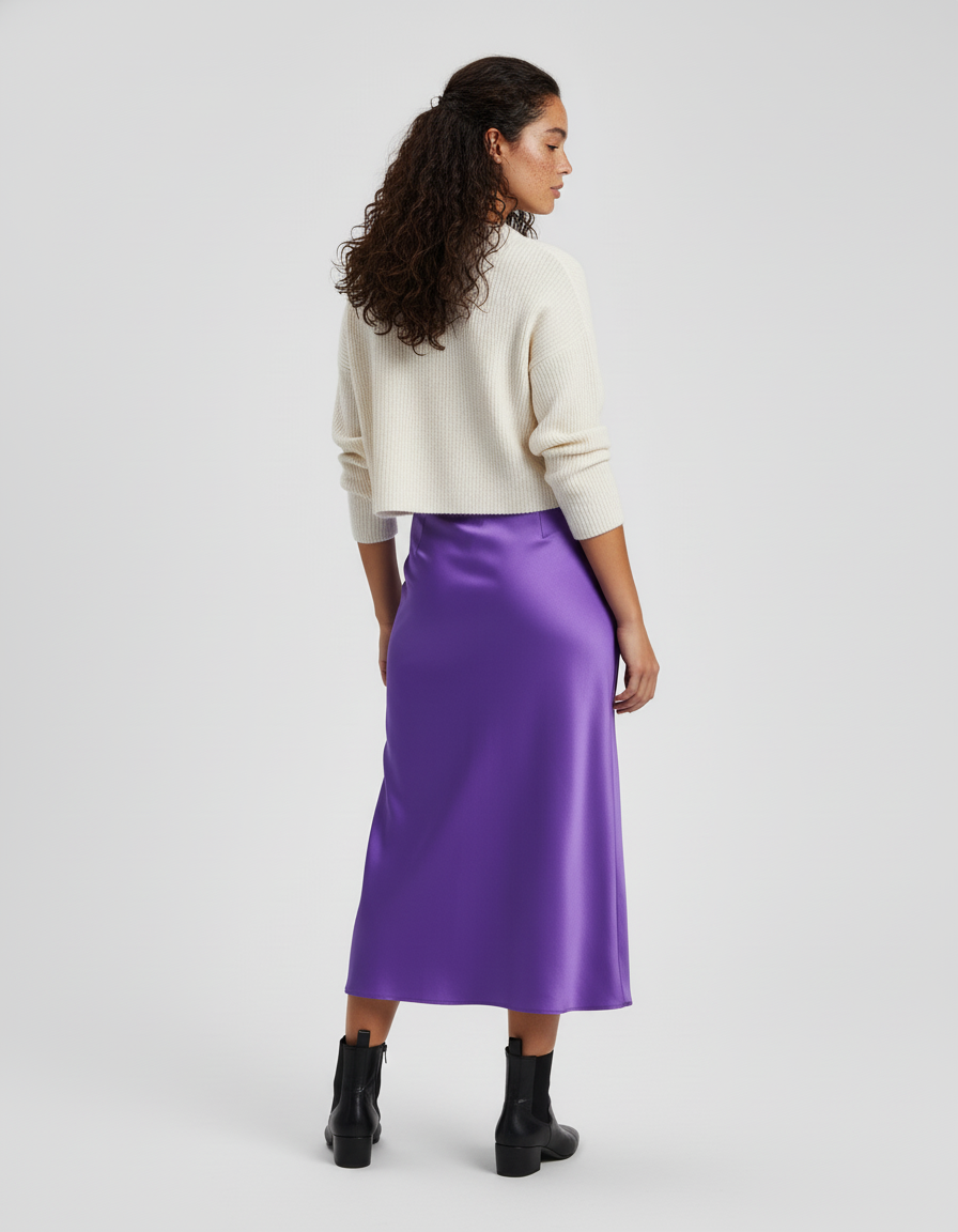 Jupe Satin Violette Longue Élégante