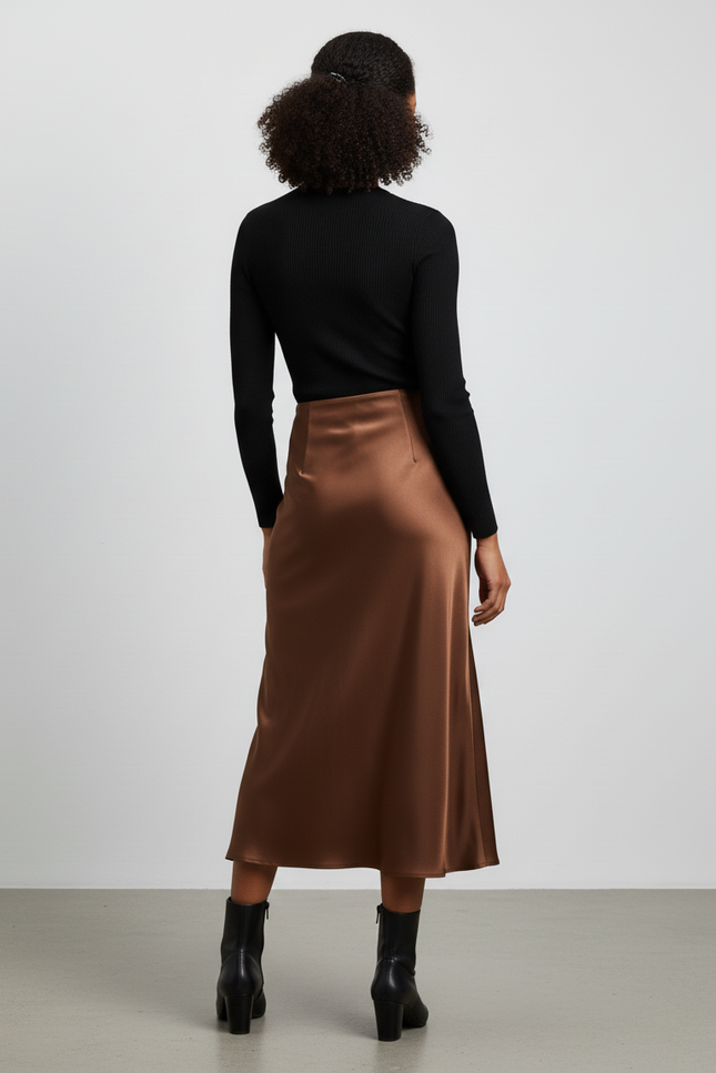 Jupe Satinée Orange Rouille