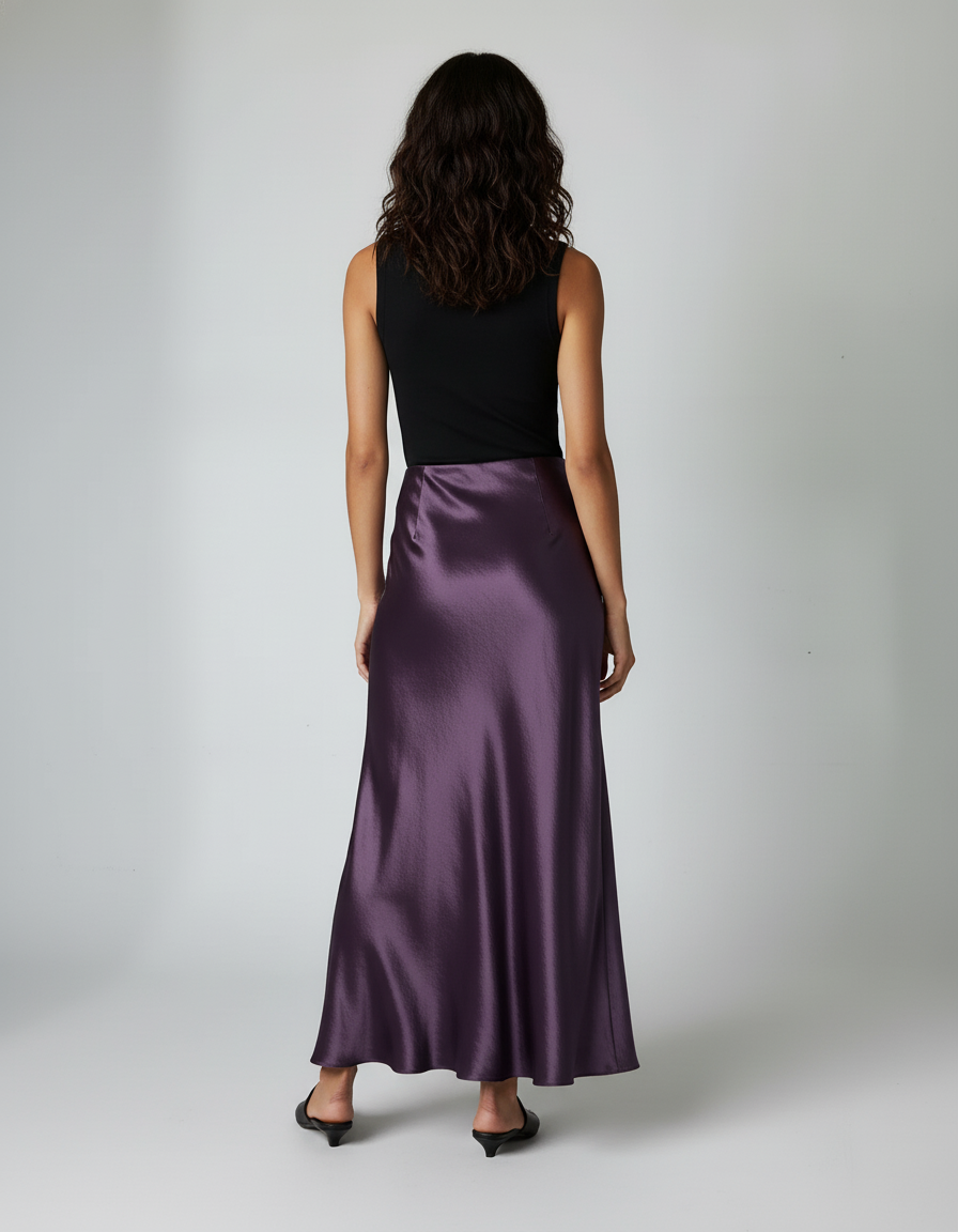 Jupe Satin Pourpre Fluide Élégante